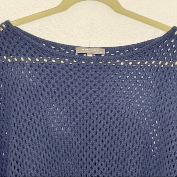 Neiman Marcus sweater poncho cashmere open knit sz Small sz medium in bl… - Picture 3 of 9
